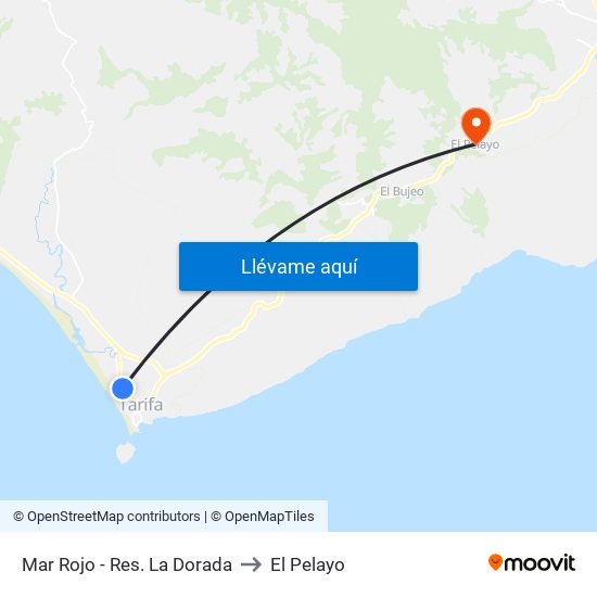 Mar Rojo - Res. La Dorada to El Pelayo map