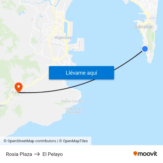 Rosia Plaza to El Pelayo map