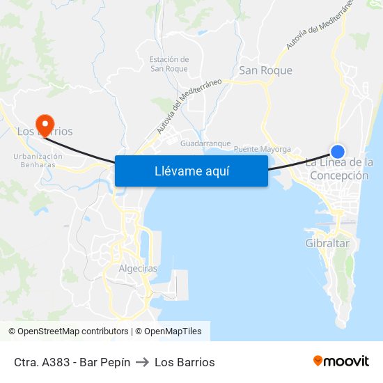 Ctra. A383 - Bar Pepín to Los Barrios map