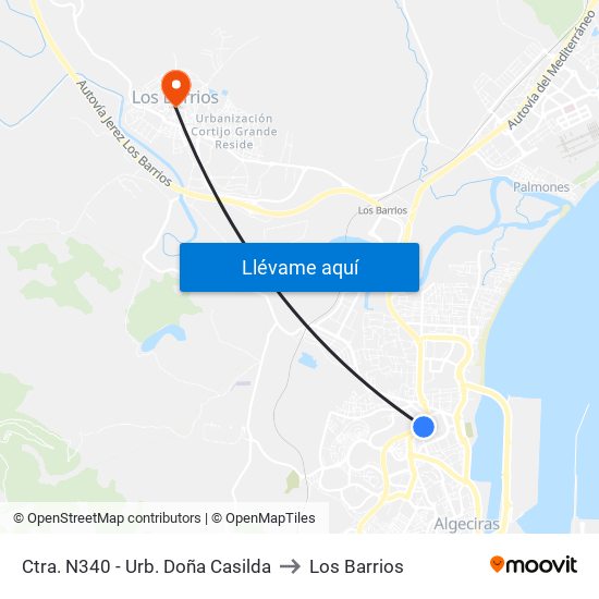 Ctra. N340 - Urb. Doña Casilda to Los Barrios map