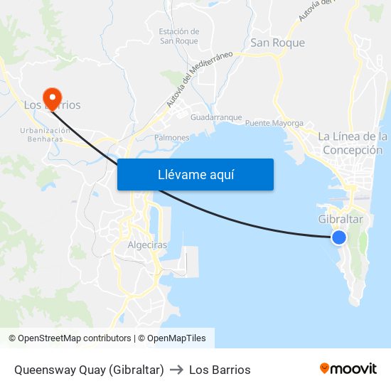 Queensway Quay (Gibraltar) to Los Barrios map