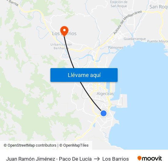 Juan Ramón Jiménez - Paco De Lucía to Los Barrios map