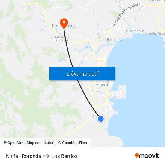 Ninfa - Rotonda to Los Barrios map