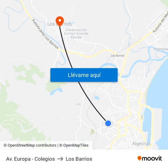 Av. Europa - Colegios to Los Barrios map