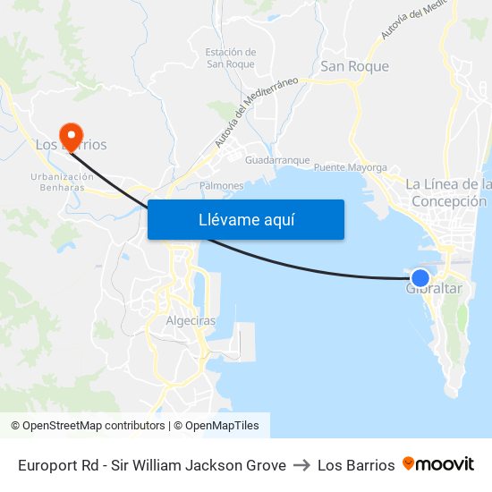 Europort Rd - Sir William Jackson Grove to Los Barrios map