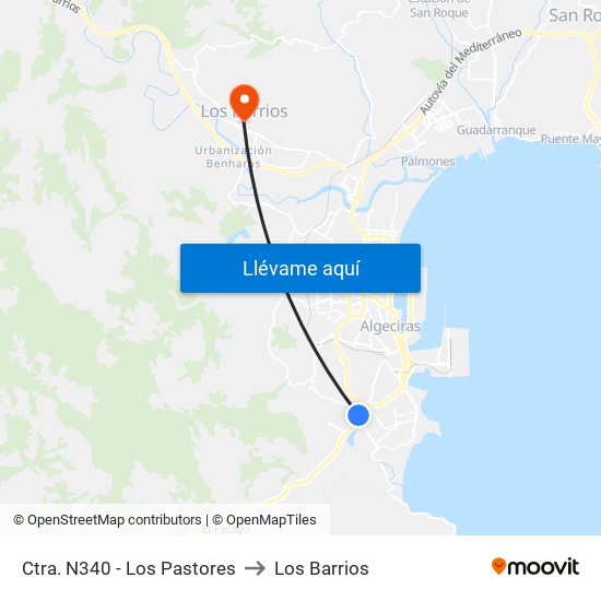 Ctra. N340 - Los Pastores to Los Barrios map