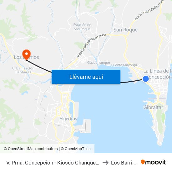 V. Pma. Concepción - Kiosco Chanquete to Los Barrios map