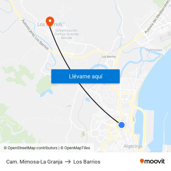 Cam. Mimosa-La Granja to Los Barrios map