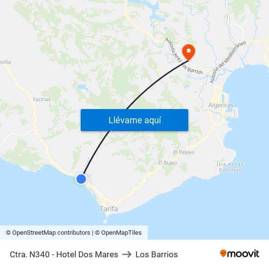 Ctra. N340 - Hotel Dos Mares to Los Barrios map