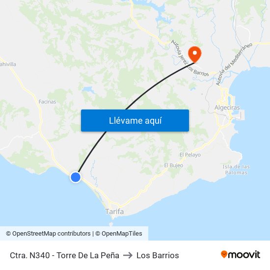 Ctra. N340 - Torre De La Peña to Los Barrios map