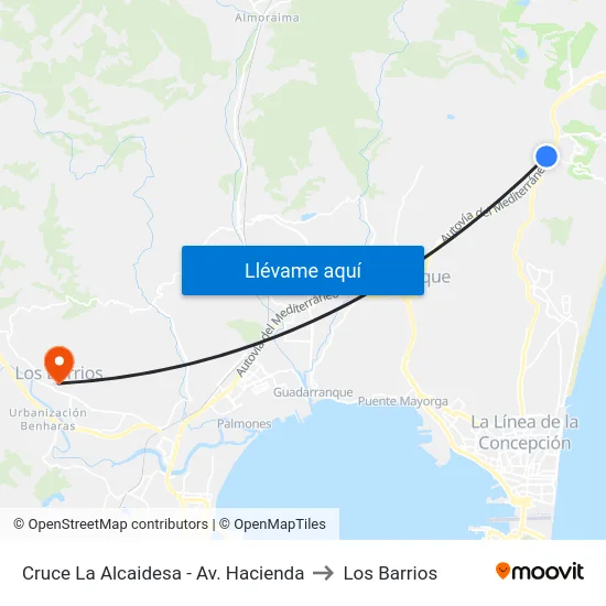 Cruce La Alcaidesa - Av. Hacienda to Los Barrios map