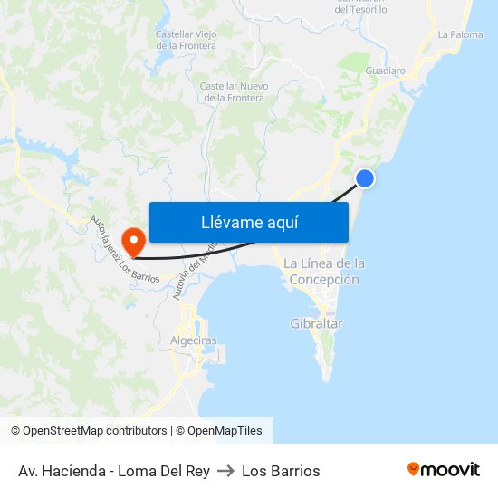 Av. Hacienda - Loma Del Rey to Los Barrios map