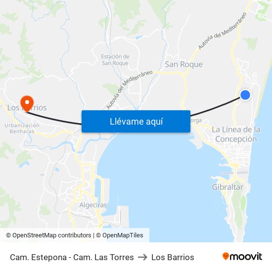 Cam. Estepona - Cam. Las Torres to Los Barrios map