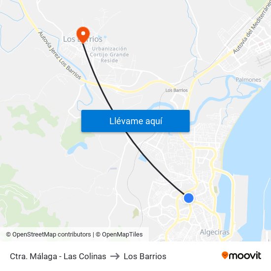Ctra. Málaga - Las Colinas to Los Barrios map