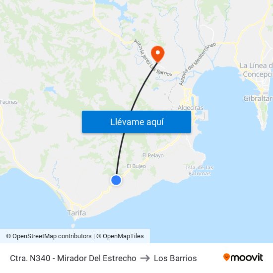 Ctra. N340 - Mirador Del Estrecho to Los Barrios map