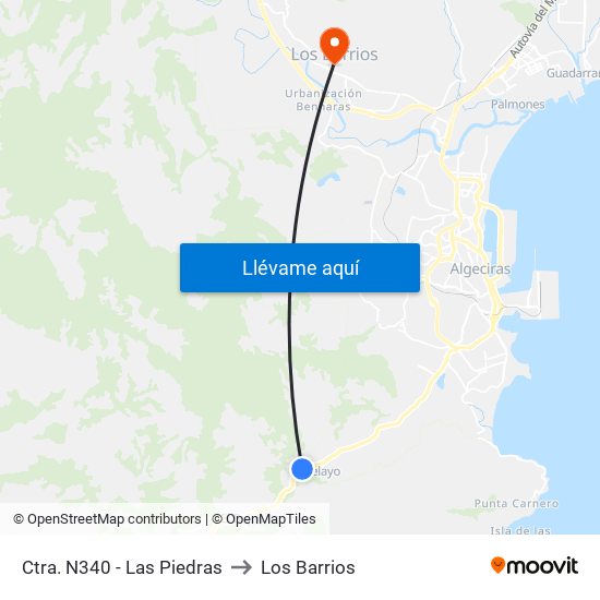 Ctra. N340 - Las Piedras to Los Barrios map