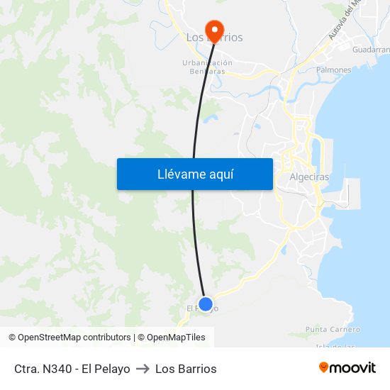 Ctra. N340 - El Pelayo to Los Barrios map