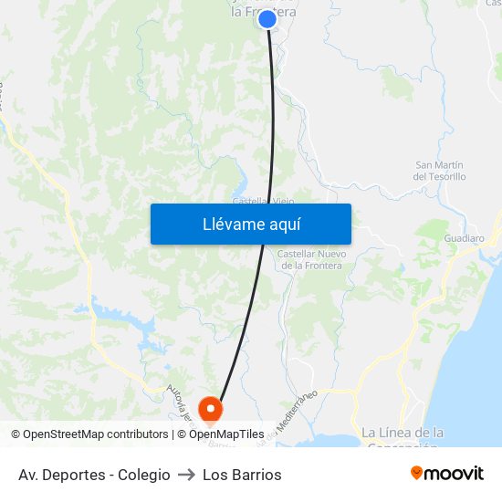 Av. Deportes - Colegio to Los Barrios map