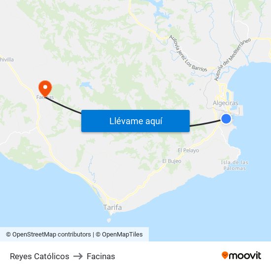 Reyes Católicos to Facinas map