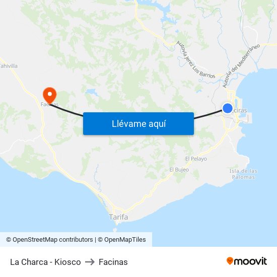 La Charca - Kiosco to Facinas map