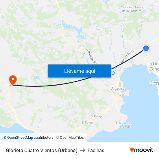 Glorieta Cuatro Vientos (Urbano) to Facinas map