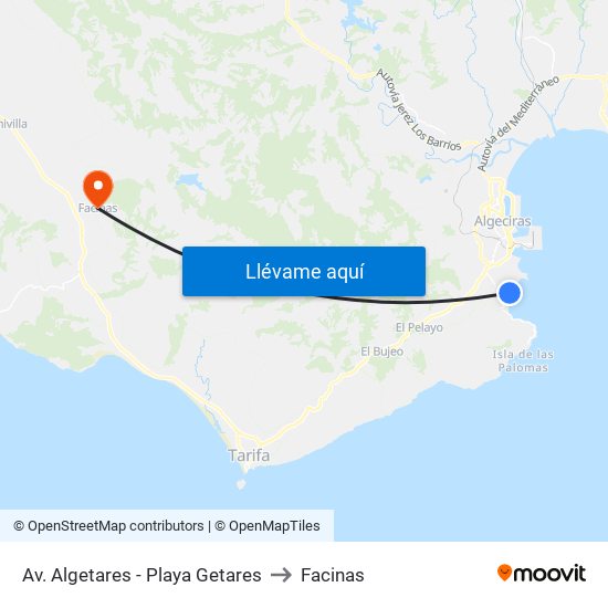 Av. Algetares - Playa Getares to Facinas map
