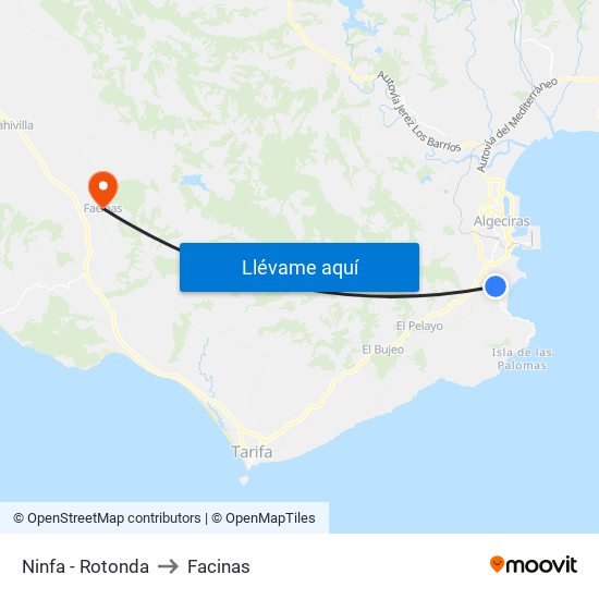 Ninfa - Rotonda to Facinas map