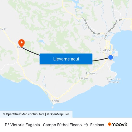 Pº Victoria Eugenia - Campo Fútbol Elcano to Facinas map