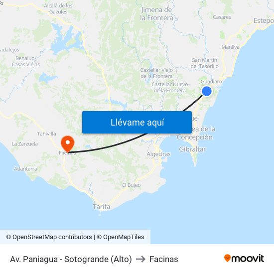 Av. Paniagua - Sotogrande (Alto) to Facinas map