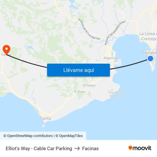 Elliot's Way - Cable Car Parking to Facinas map