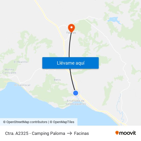 Ctra. A2325 - Camping Paloma to Facinas map