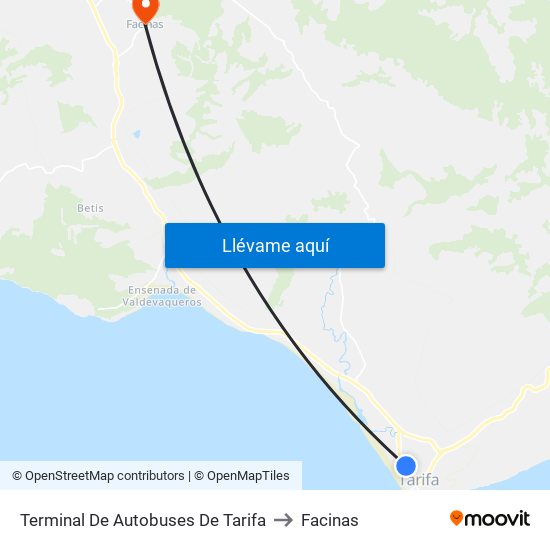 Terminal De Autobuses De Tarifa to Facinas map