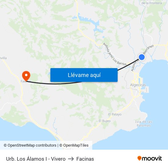 Urb. Los Álamos I - Vivero to Facinas map