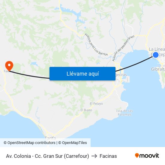 Av. Colonia - Cc. Gran Sur (Carrefour) to Facinas map