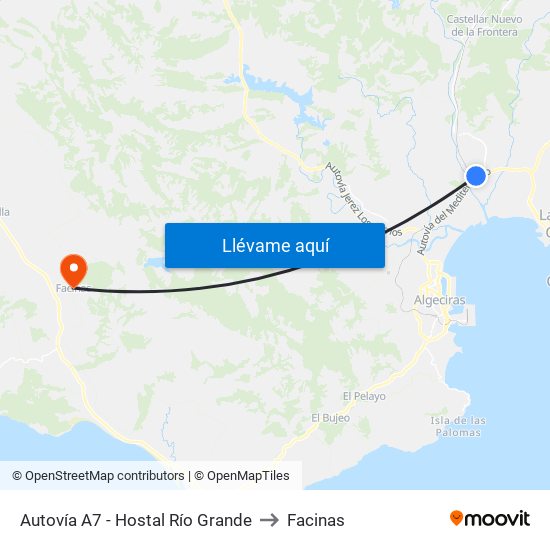Autovía A7 - Hostal Río Grande to Facinas map