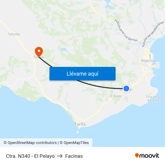 Ctra. N340 - El Pelayo to Facinas map