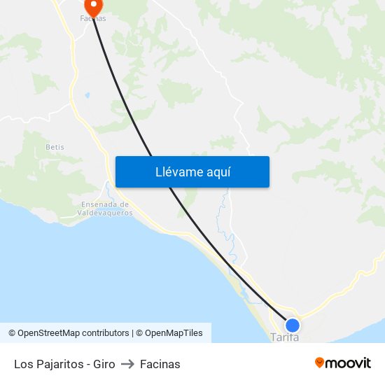 Los Pajaritos - Giro to Facinas map