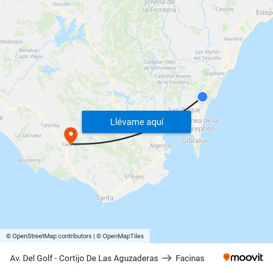 Av. Del Golf - Cortijo De Las Aguzaderas to Facinas map