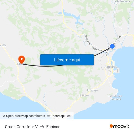 Cruce Carrefour V to Facinas map