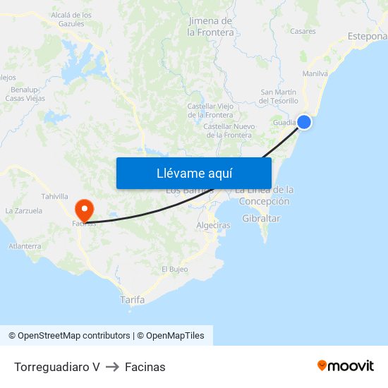 Torreguadiaro V to Facinas map