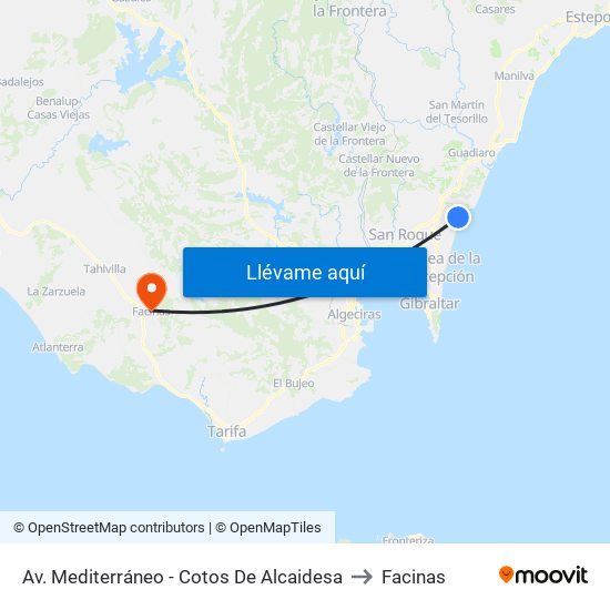 Av. Mediterráneo - Cotos De Alcaidesa to Facinas map