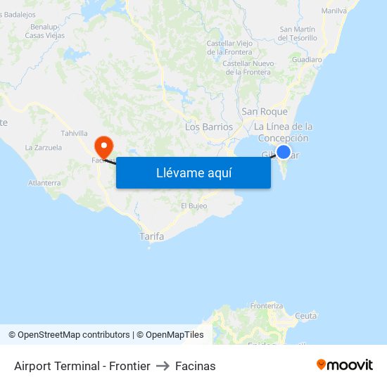 Airport Terminal - Frontier to Facinas map