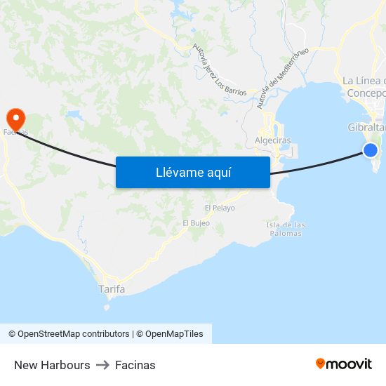 New Harbours to Facinas map
