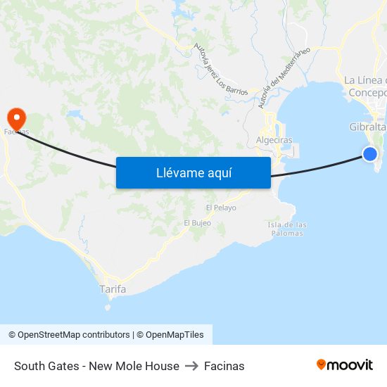 South Gates - New Mole House to Facinas map