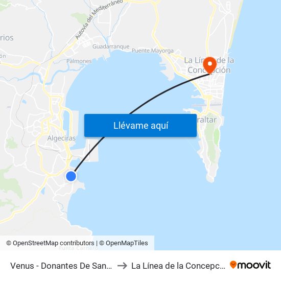 Venus - Donantes De Sangre to La Línea de la Concepción map