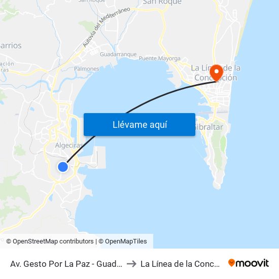 Av. Gesto Por La Paz - Guadalquivir to La Línea de la Concepción map