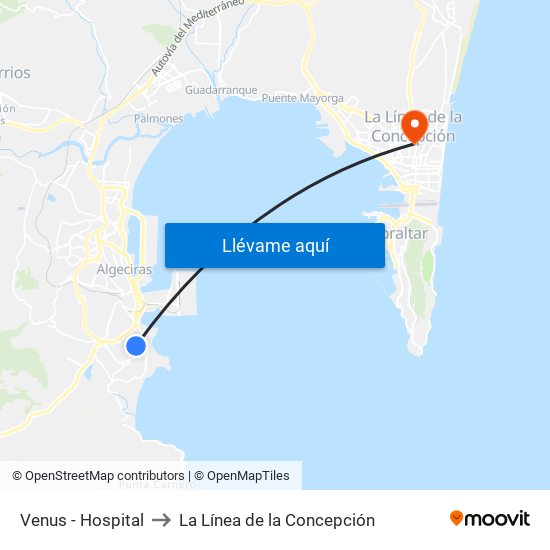 Venus - Hospital to La Línea de la Concepción map