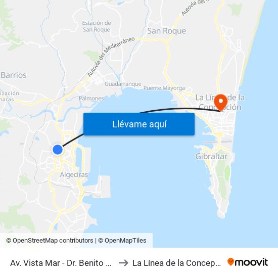 Av. Vista Mar - Dr. Benito Daza to La Línea de la Concepción map