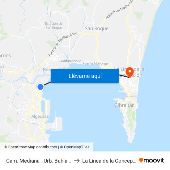 Cam. Mediana - Urb. Bahía Azul to La Línea de la Concepción map