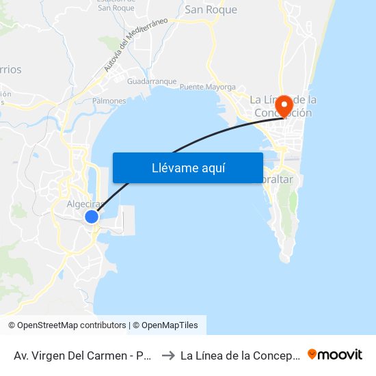 Av. Virgen Del Carmen - Puerto to La Línea de la Concepción map
